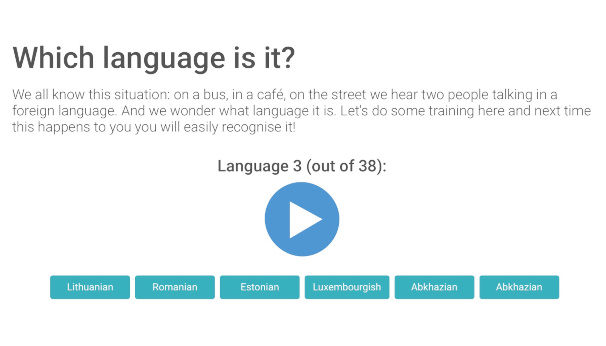 Screenshot vom Spiel &bdquo;Guess the language&ldquo;